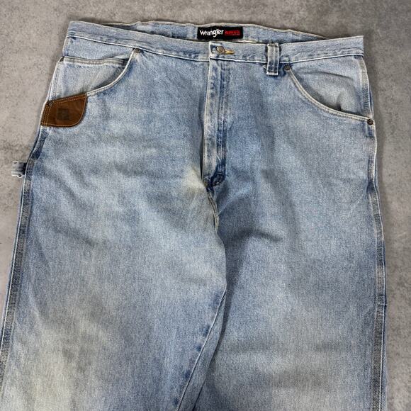 Wrangler Riggs Workwear Light Wash Carpenter Jeans - Size: 40x34 - Picture 2 of 7